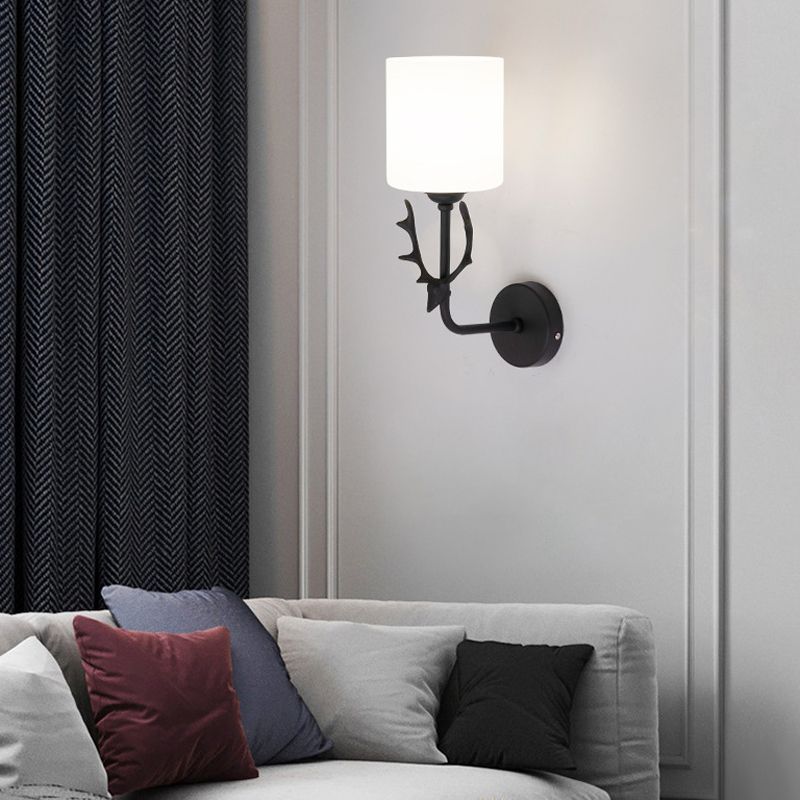 Contemporary Single Head Wall Sconce Glass Lampshade Mounted Light Fixture for Living Room