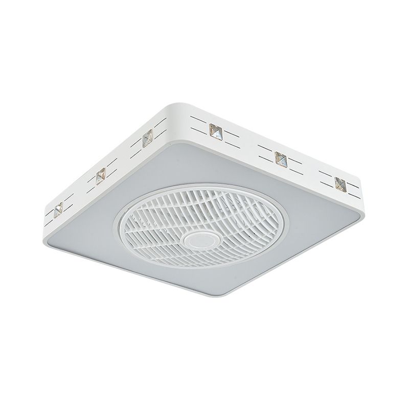 21,5 "W White LED Semi Flush Mount Mount Fixture zeitgenössische Metallrunde/quadratische Anhängerlüfterbeleuchtung, 3 Klingen