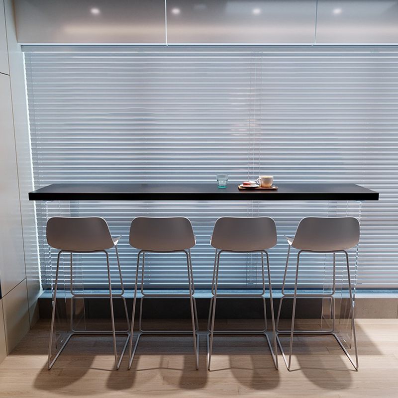 Black Solid Wood Top Bar Table with Acrylic Base Modern Pub Table for Home