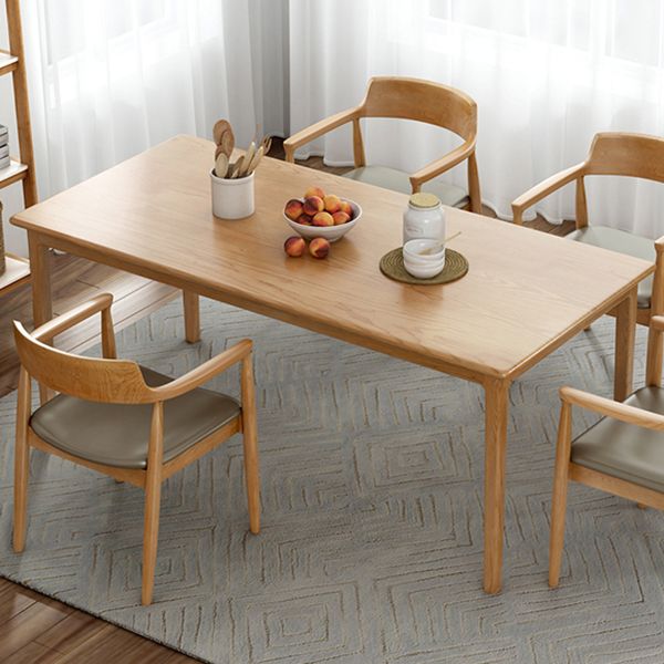 Rectangle Simplicity Dining Table Wood Color Fixed Table of Pinewood Solid Wood