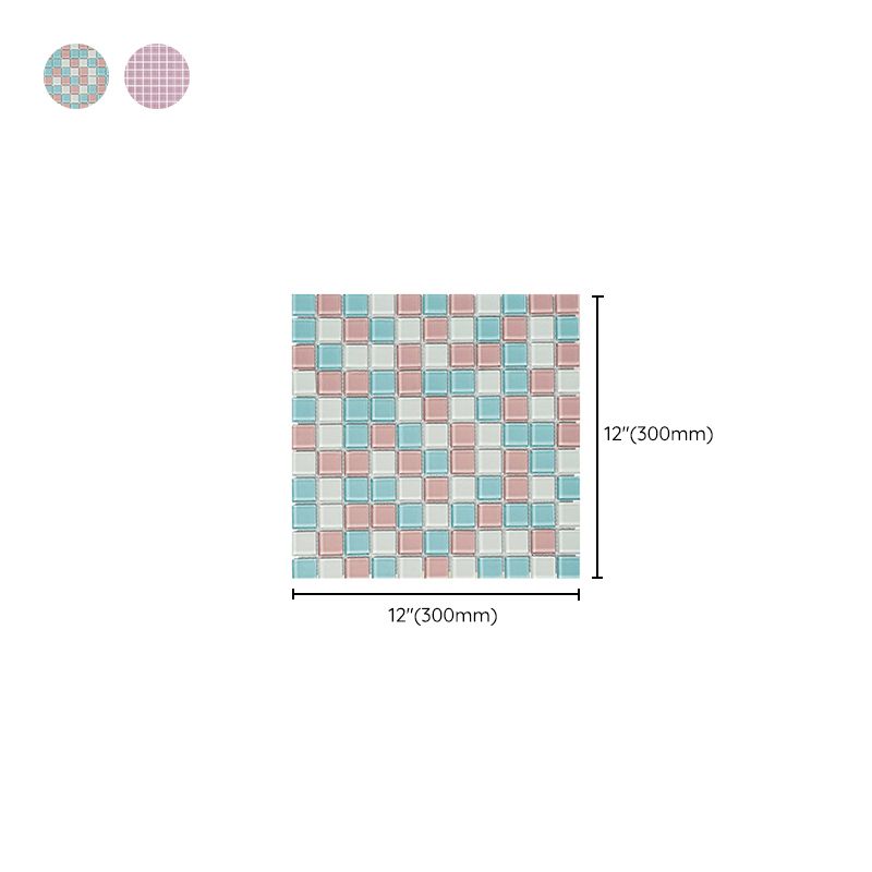 12" x 12" Peel & Stick Tie Glass Square Grid Mosaic Peel and Stick Tile 10-Pack