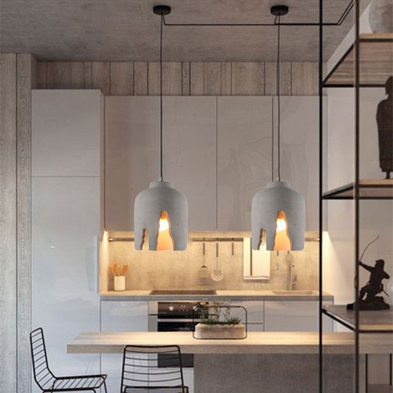 Notch Design Cement Hanging Light Creative Single Bulb Mini Ilumining Pending para Bar Cafe Shop