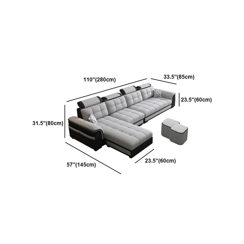 Light-grey Pillow Top Arm Modern Sofa/Sectional with Removable Cushions for Apartment