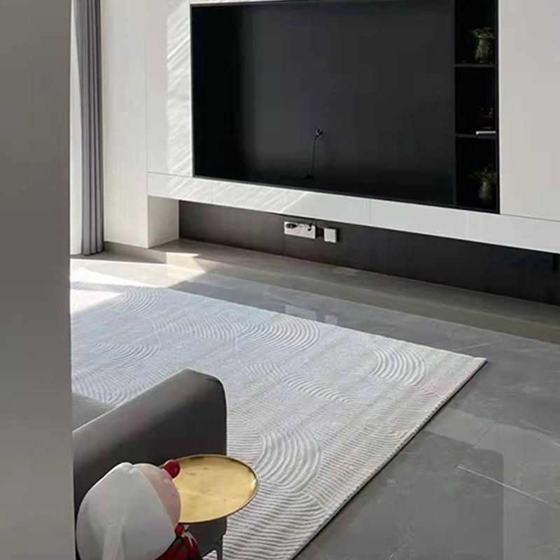 Modern Living Room Area Carpet Grey Solid Color Area Rug Polyester Non-Slip Backing Rug