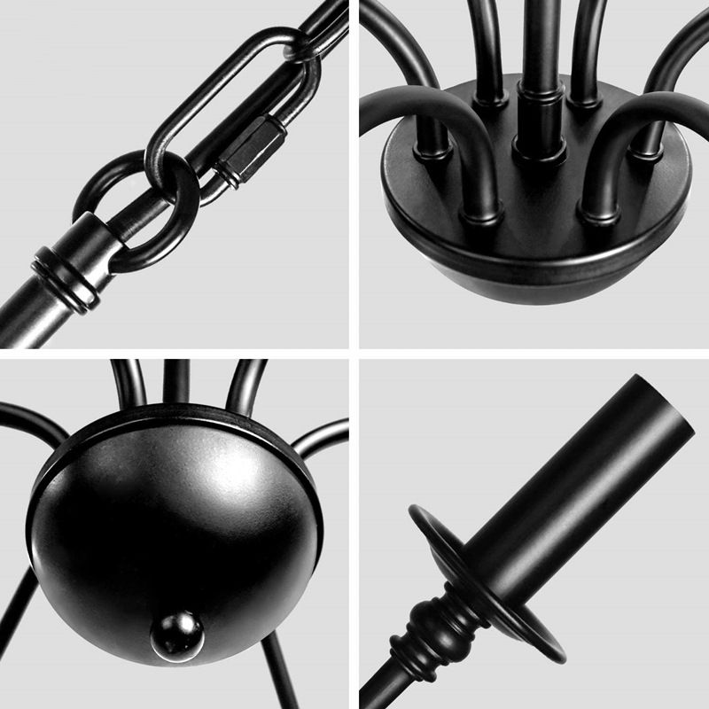 6-Lights Industrial Vintage Chandelier Metal Candlestick Lamp Holder Hanging Lamp for Restaurants Bar