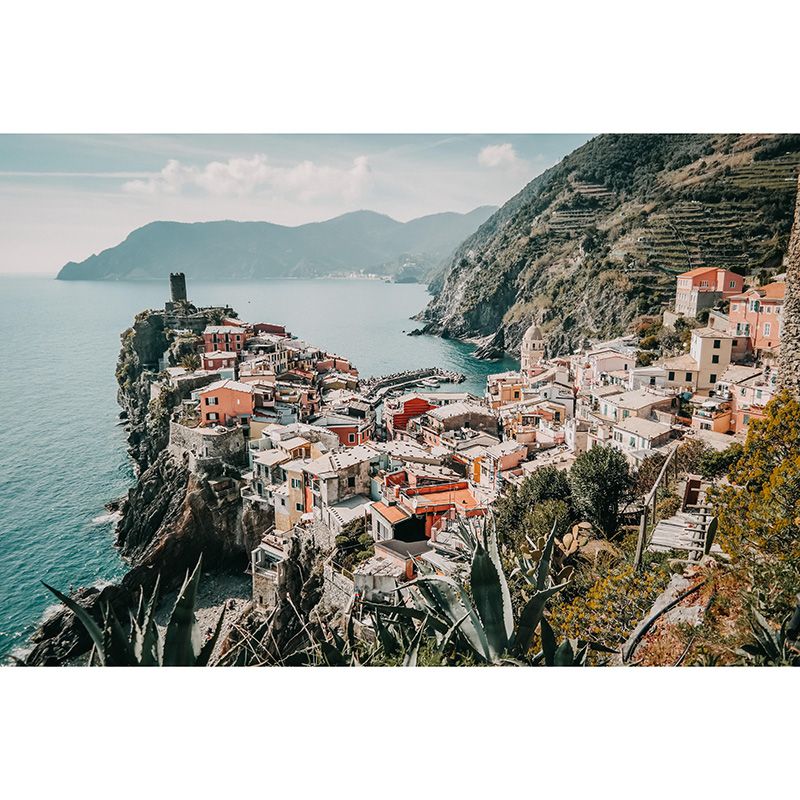 Extra Large Photography Mural with City and Sea Wallpaper Landscape for Bathroom