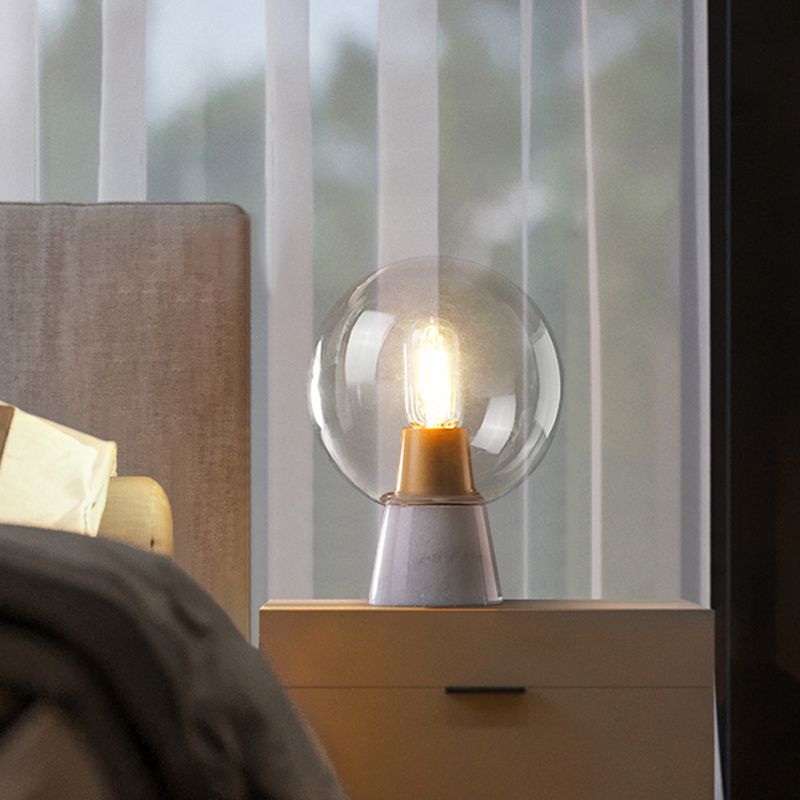 Zeitgenössische Sphere -Aufgabenbeleuchtung klares Glas 1 Glühbirne Lesebuch Licht in Weiß