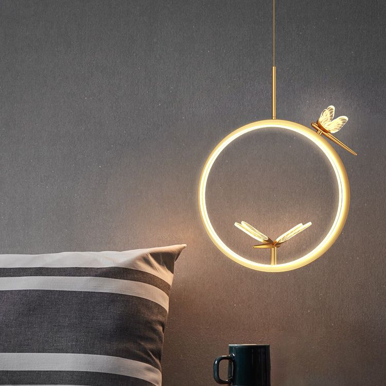 Modern LED Hanging Ceiling Light Metal 1-Light Circle Ceiling Pendant Light