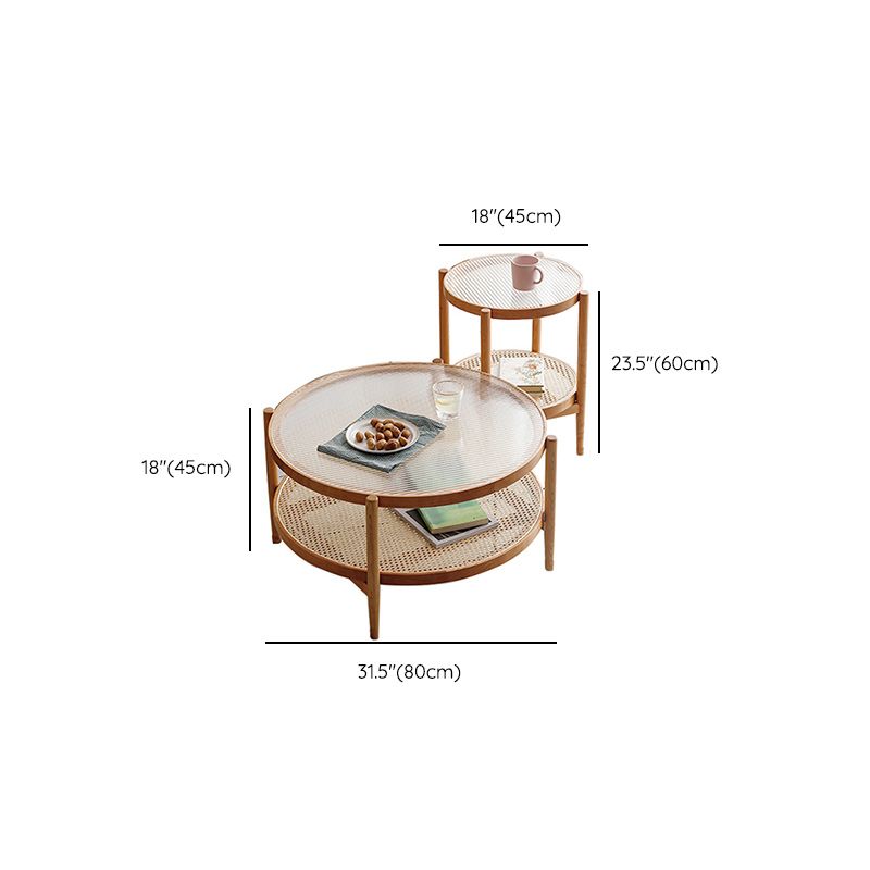 Tropical Round Cocktail Table Glass Top Coffee Cocktail Table