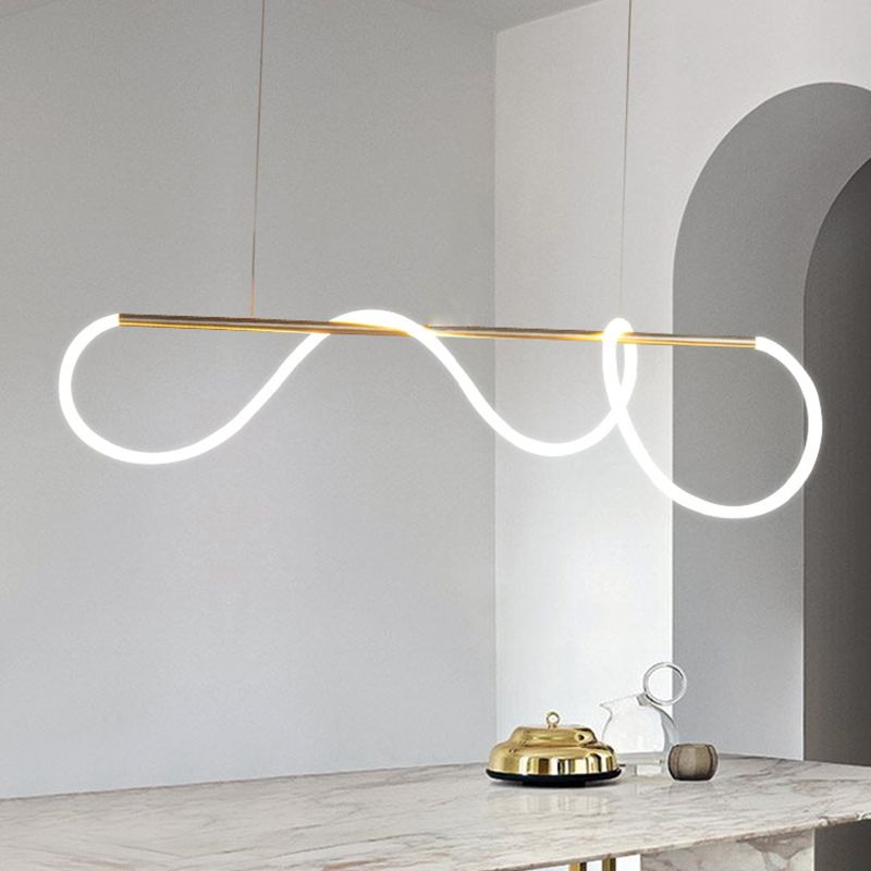 Modern Style Linear Shape Island Light Metal 1 Light Island Lighting Idea in Gold