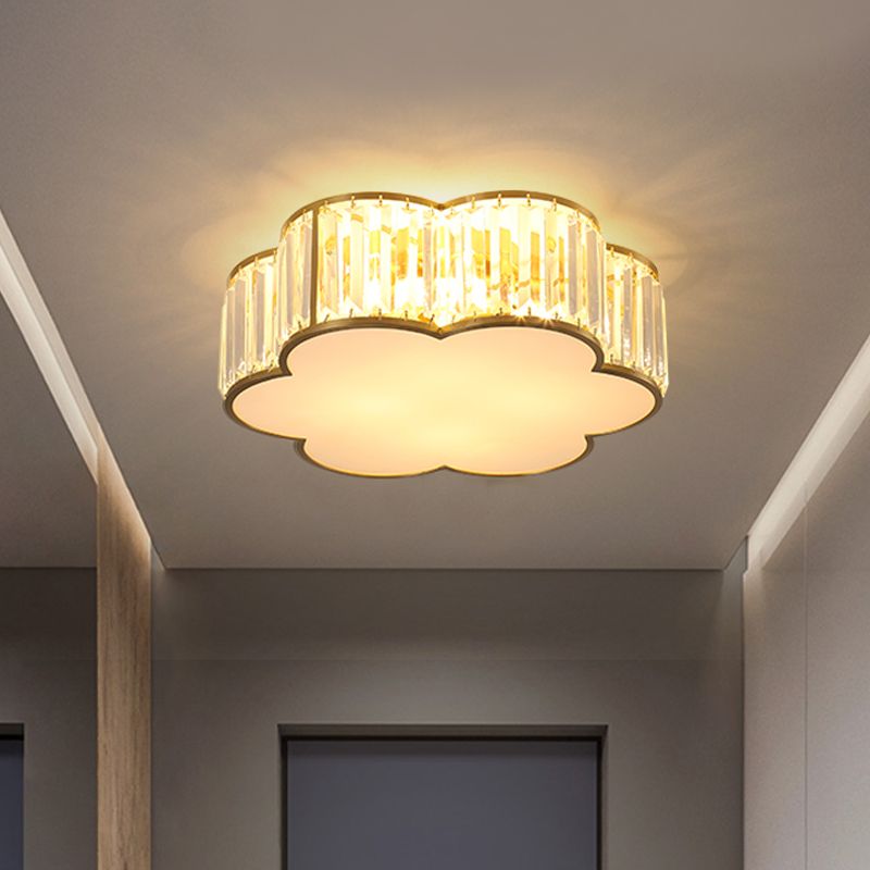 3/4/5-Licht-Blumen-Deckenleuchte, minimalistische schwarze/goldene prismatische Kristall-kleine/mittlere/große Unterputzleuchte