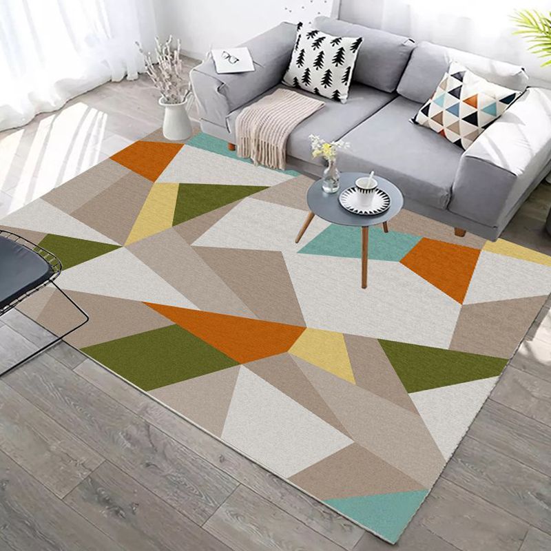 Multicolored Modern Rug Triangle Pattern Area Carpet Polyester Stain Resistant Rug for Living Room