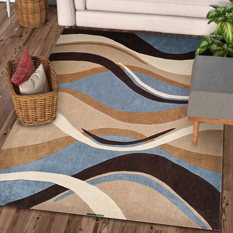 Trendy Asymmetric Geometry Design Rug Simple Contemporary Area Rug Polyester Non-Slip Backing Carpet for Living Room