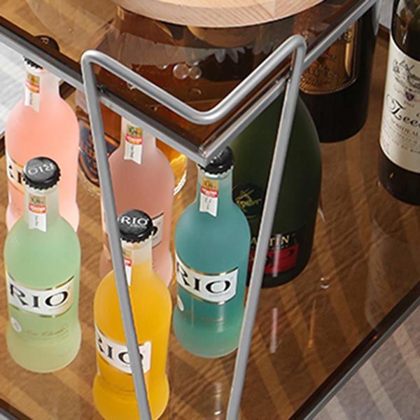 Contemporary 23.62"H Rolling Prep Table Rectangular Metal Prep Table for Dining Room