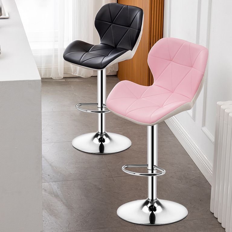 Scandinavian Metal Barstool Faux Leather Footrest Adjustable Counter Stool