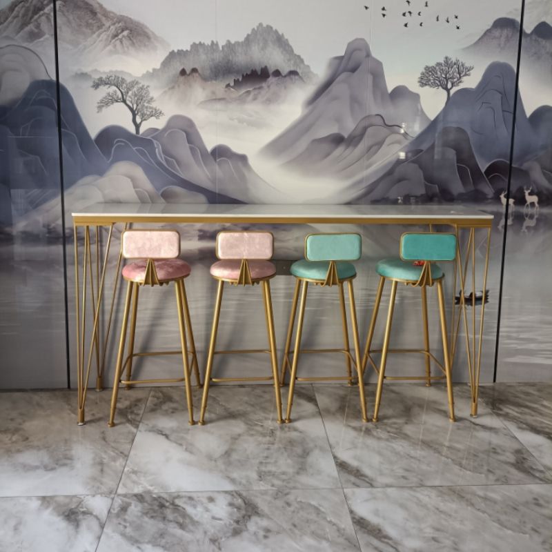 Nordic Bar Table 42-inch Height Gold 4 Legs Bistro Table for Kitchen