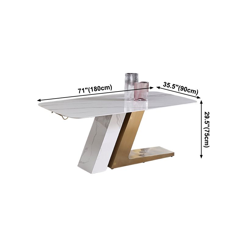 Metal Mesa de comedor rectangular de lujo tradicional Mesa de comedor de piedra sinterizada para el hogar