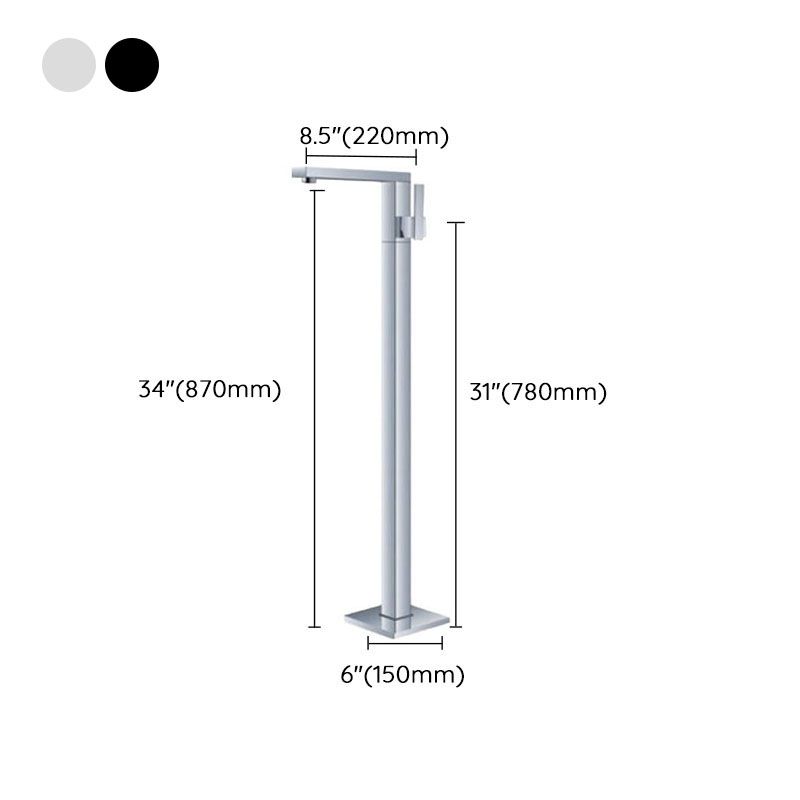 Modern Floor Mounted Metal Freestanding Tub Filler Single Handle Freestanding Faucet