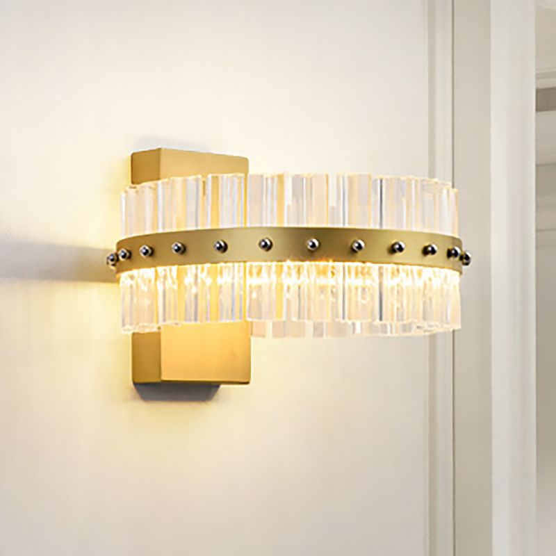 Klare Kristallrunde Wandhalterung Beleuchtung zeitgenössischer LED -LED GOLD Finish Wandlampe für Schlafzimmer