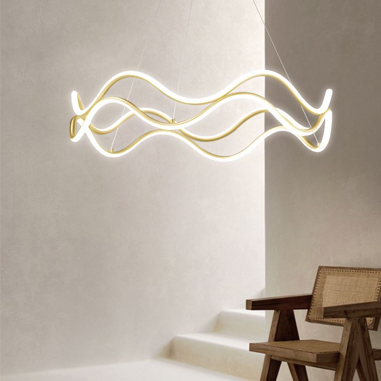 Lustres de lustre simple en or lustre suspendu linéaire pour salon