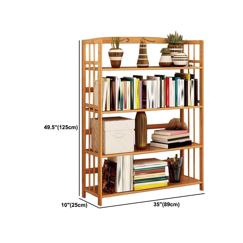 Contemporary Brown Bamboo Shelf Bookcase Open Bookcase for Study Room