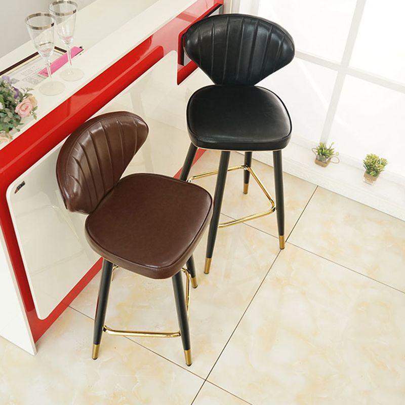 Metal Black Counter Stools Upholstered Low Back Scandinavian Bar Stools