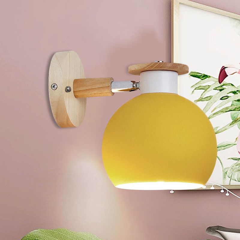 Rotatable Metal Spherical Sconce Light Kindergarten 1 Light Macaron Wall Lamp