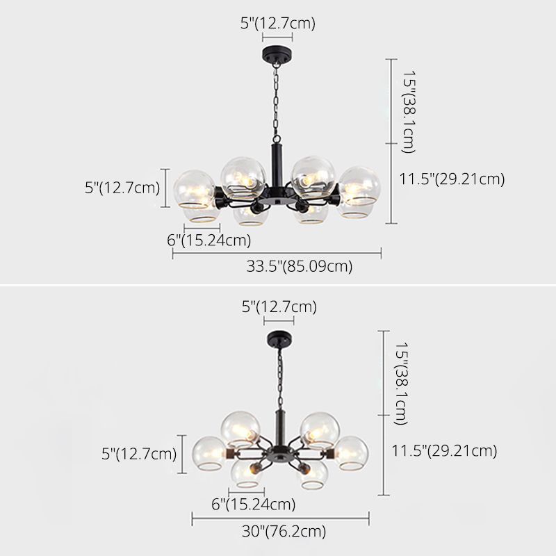 Glass Sphere Hanging Chandelier Minimalist Style Chandelier Pendant Light for Bedroom