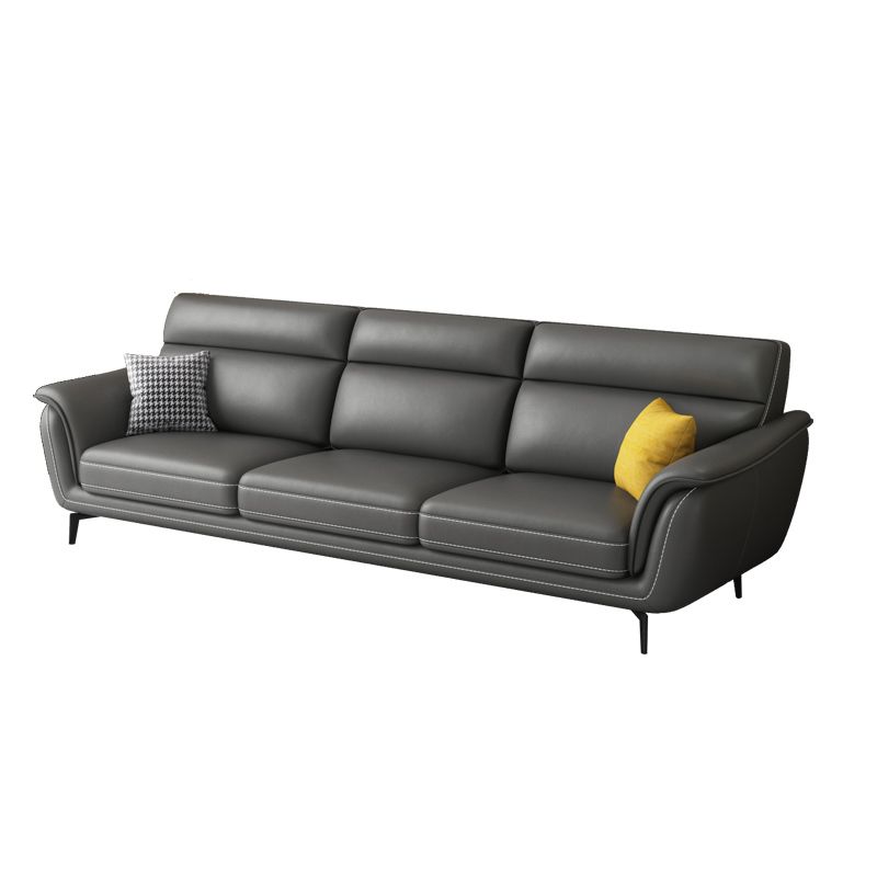 Modern Genuine Leather Sofa High Back Sectional with Pillow Top Arm