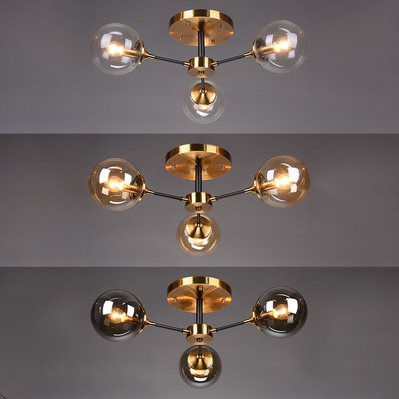 Globe Semi Flush Mount Lighting Minimalist Glass Dinning Room Semi Mount Lighting