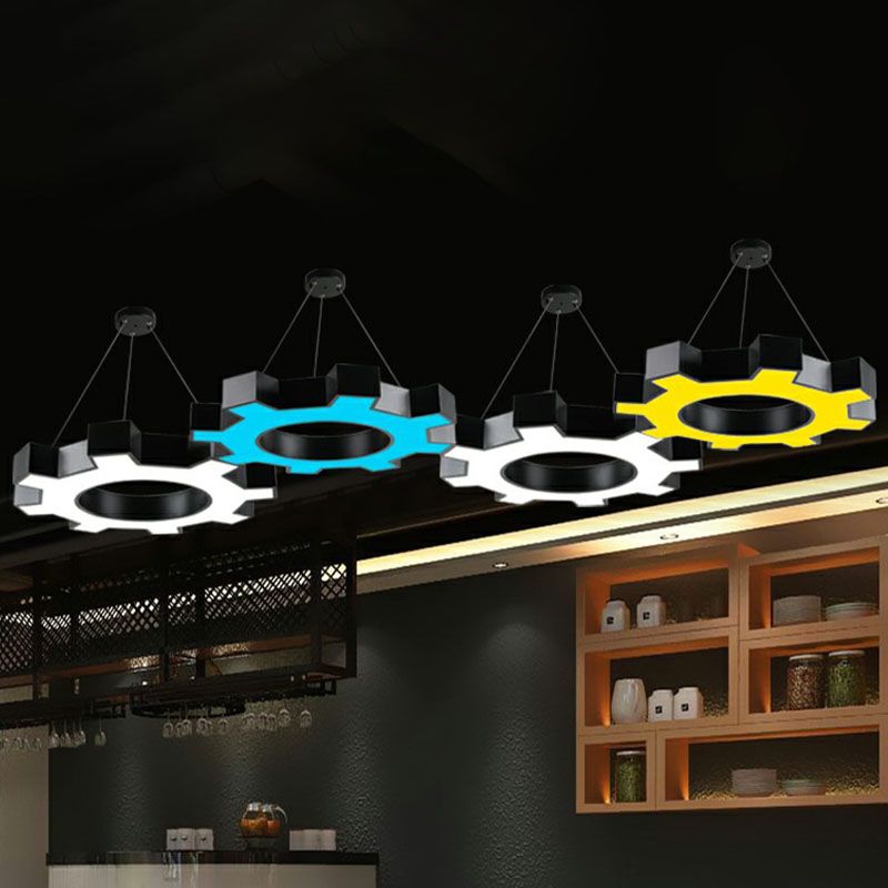 Gear Conference Room LED Ceiling Lighting Acrylic Modern Chandelier Light Fixture in Black