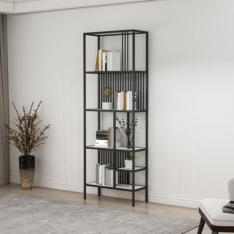 Glam Metal and Wood Shelf Bookcase Etagere Open Home Book Shelf with 5 Shelves