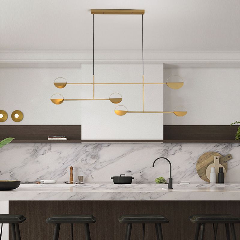4-Light Golden/Black Island Lighting Modern Unique LED Ceiling Light for Dining Room
