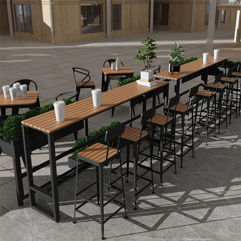 Fuax Wood Industrial Bar Table Rectangle Water Resistant Patio Table