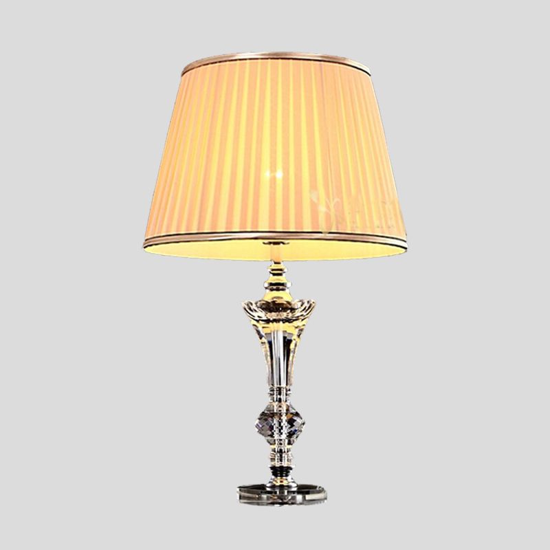 1 tête en tissu incurvé lampe de chevet moderniste moderniste lisse de lecture en cristal biseauté en beige