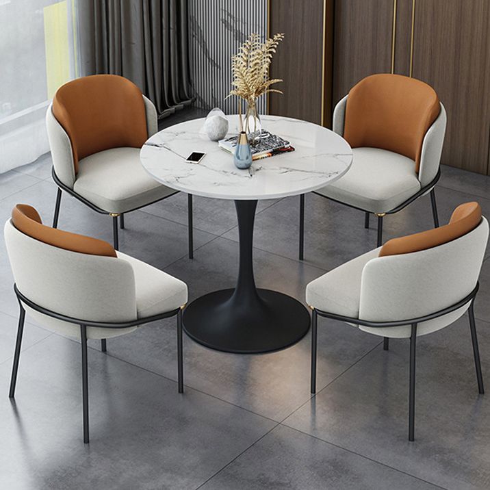 Round Pedestal Base Dining Table Modern Stone Table for Milk Tea Shop