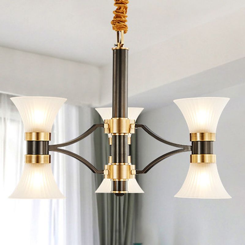 Pendre suspension à suspension évasée blanche 6/12/16 Lumières Chandelier moderne en noir et or