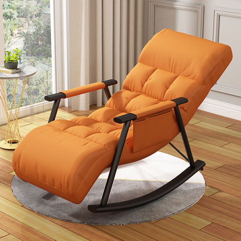 Modern Recliner Chair Solid Color Tufted Rocking Chair With Gray Frame