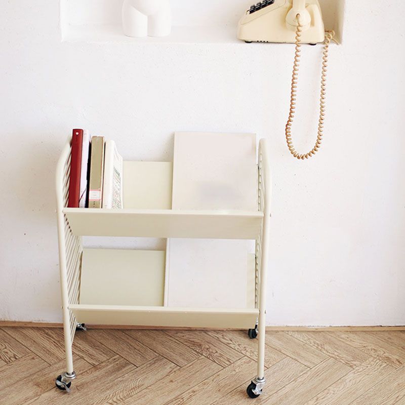 Modern Metal Bookshelf Geometric Vertical Open Shelf Bookcase in Burnish