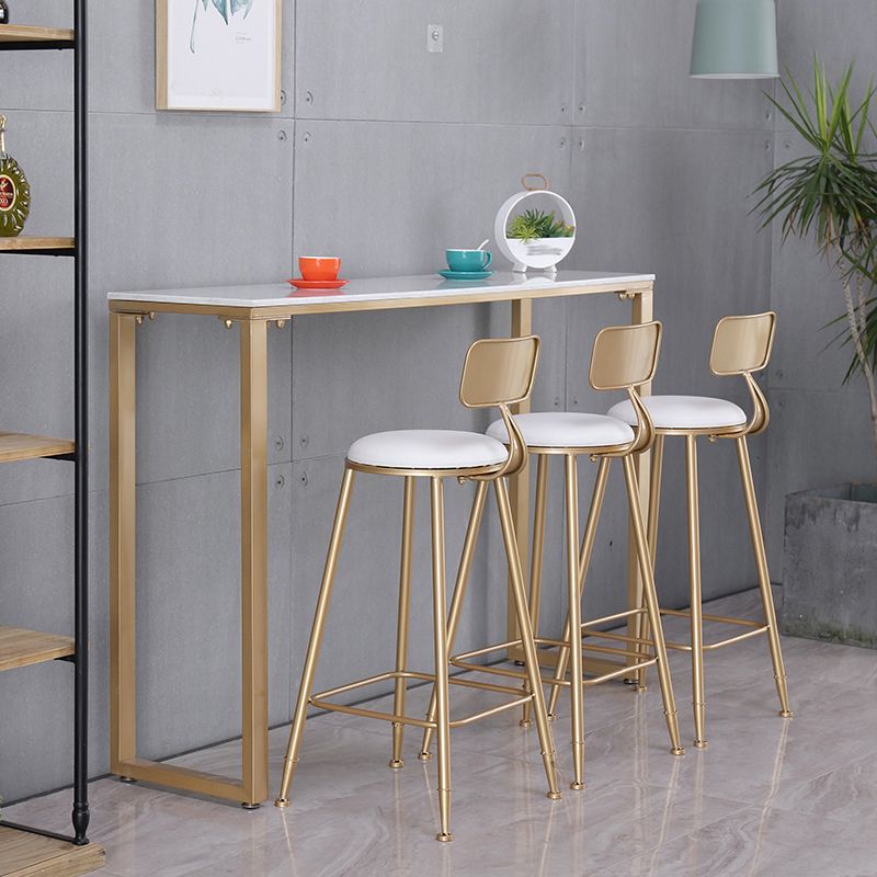 Glam Indoor 1/2/3/4/9 Pub Dining Set Pieces Rectangle White Marble Bistro Set