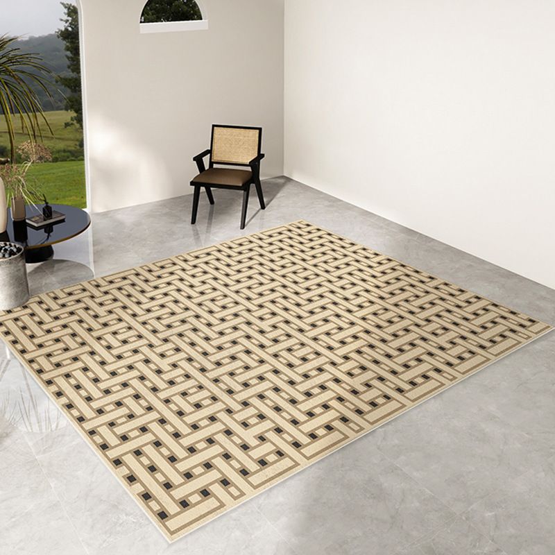 Modern Living Room Carpet Trendy Contrast Panel Rug Polyester Indoor Rug with Non-Slip Backing