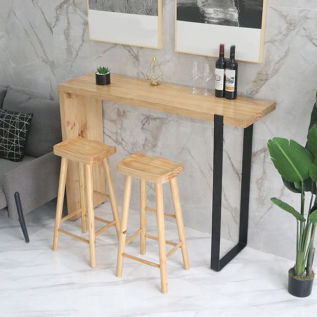 Industrial Bar Table Set 1/3 Pieces Rectangle Solid Wood Pub Dining Set