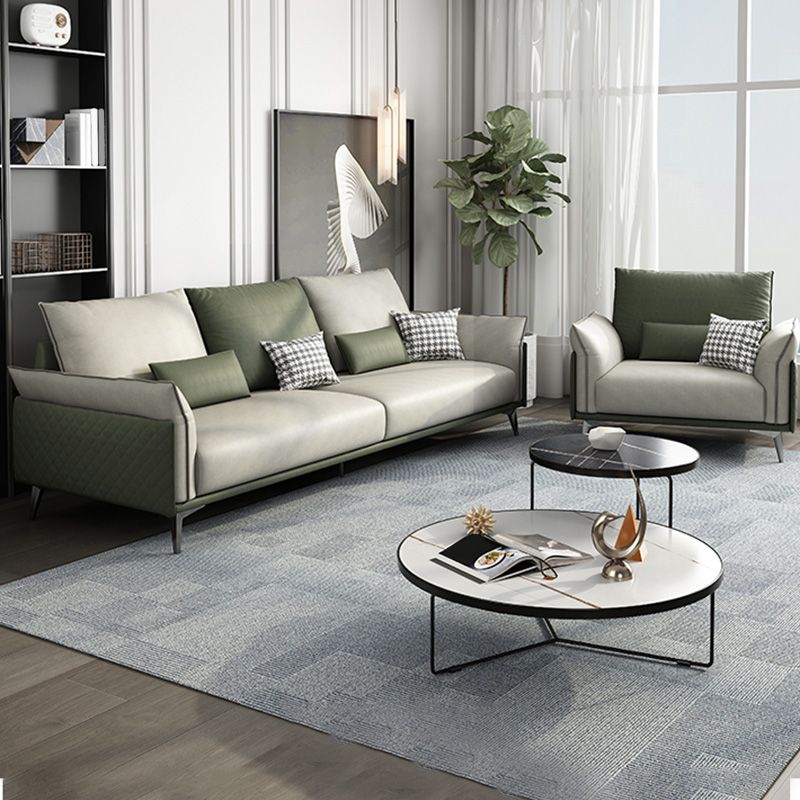 Faux Leather Stain Resistant Contemporary Sofa Couch in Green
