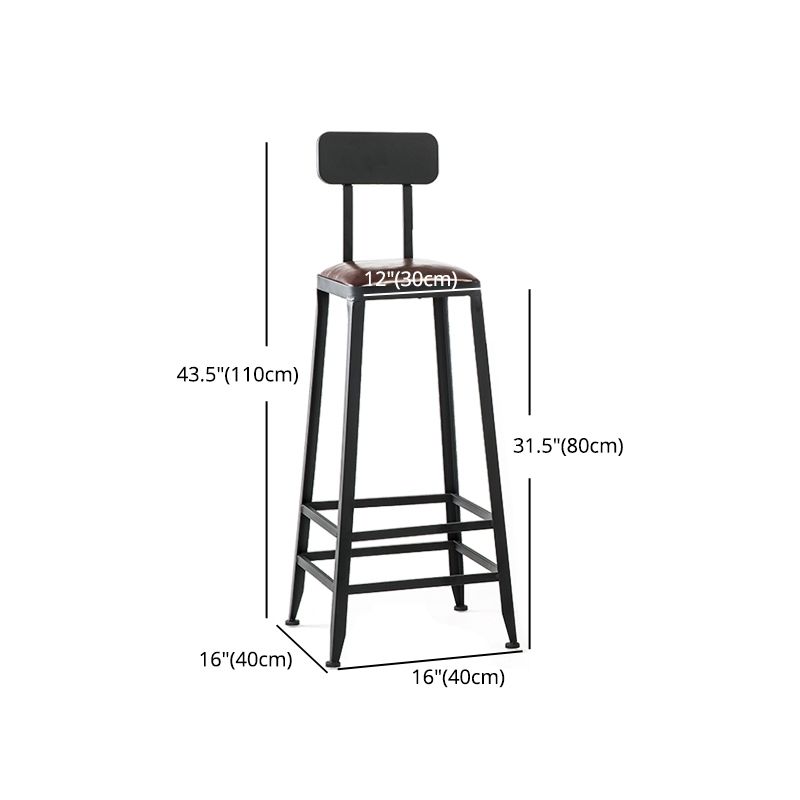 Industrial Footrest Armless Barstool Leather Stackable Coffee Shop Stool