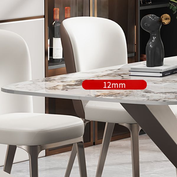 Luxury Rectangular Stone Top Dining Table with Gold Steel X-Base
