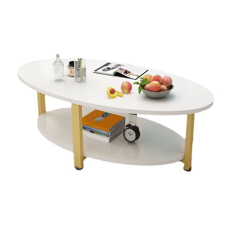 Solid Wood 4 Legs Coffee Table Modern Oval Coffee Table with Storage