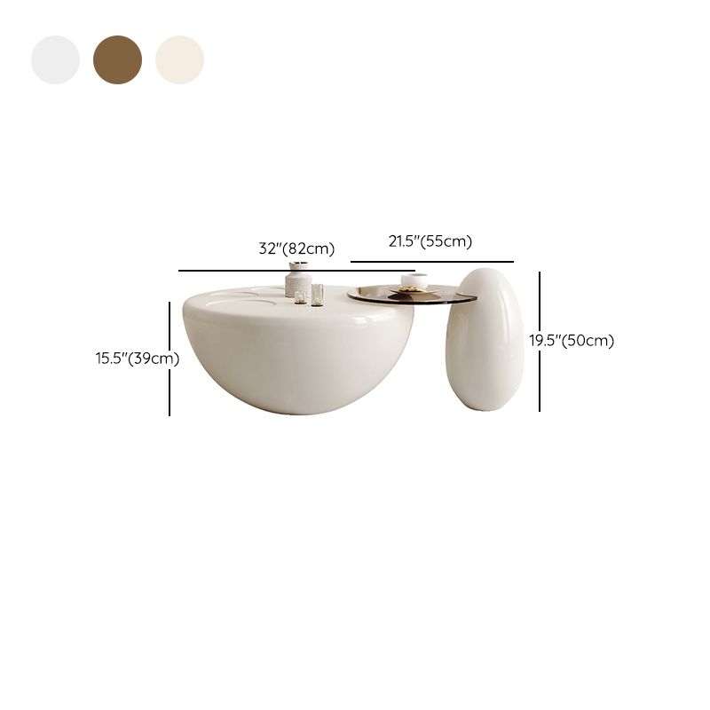 Wooden Coffee Table Round Nesting Coffee Table Set for Living Room