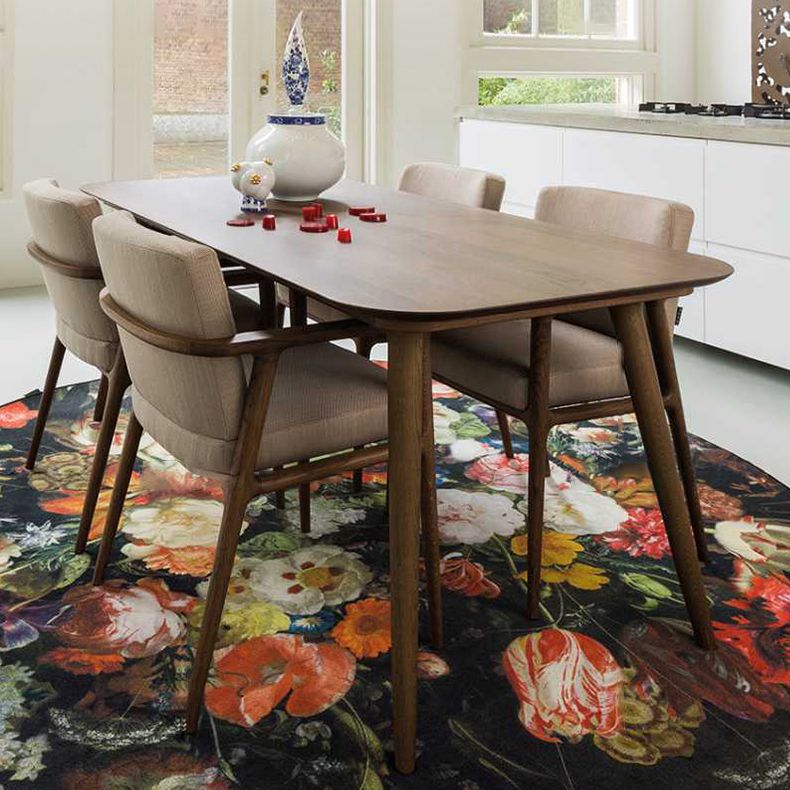 Contemporary Wooden Dining Room Set Rectangle Standard Height Formal Dining Table Furniture