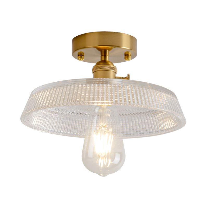 Luz de montura de montura de vidrio de un solo textura de estilo retro de estilo dorado sembrado semi luz de techo de techo