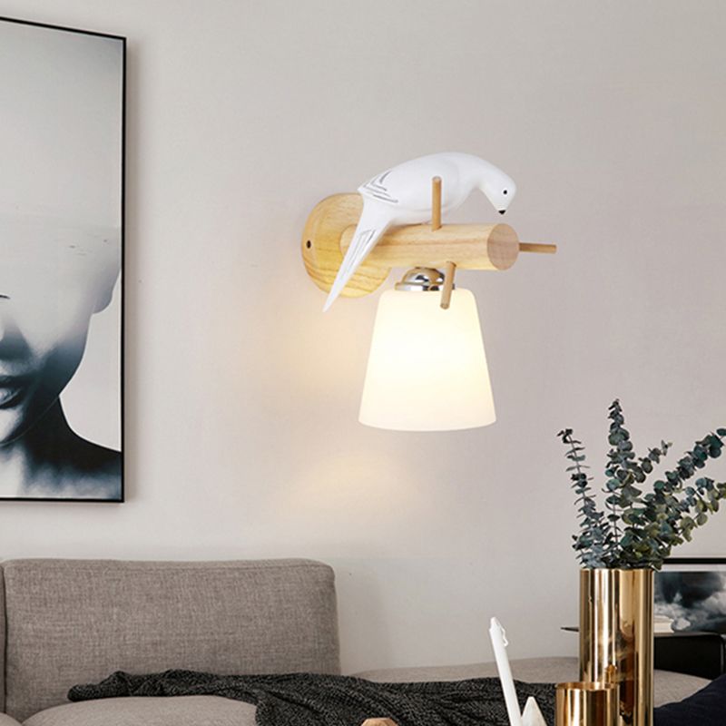 Lámpara montada en la pared de cono simplicidad posmoderna apliques de pared de madera para sala de estar